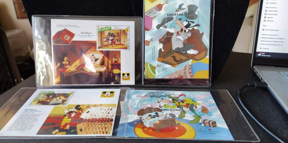 4 ICS sheets, MNH Disney Thru the Mirror & Mickey Goofy